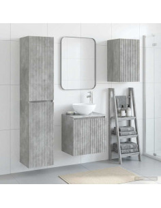 Set di mobili per il bagno 3 pz Grigio Cemento