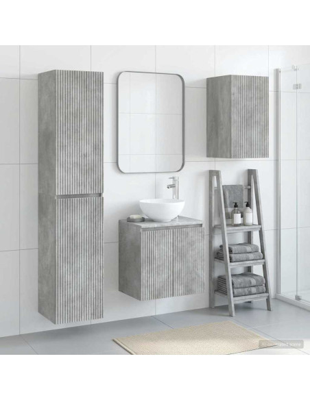 Set di mobili per il bagno 3 pz Grigio Cemento