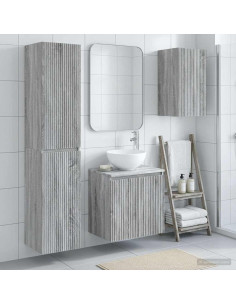 Set di mobili per il bagno 3 pz Sonoma grigio