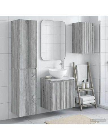 Set di mobili per il bagno 3 pz Sonoma grigio