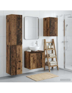 Set di mobili per il bagno 3 pz Legno antico 33 x 34,5 x 160 cm
