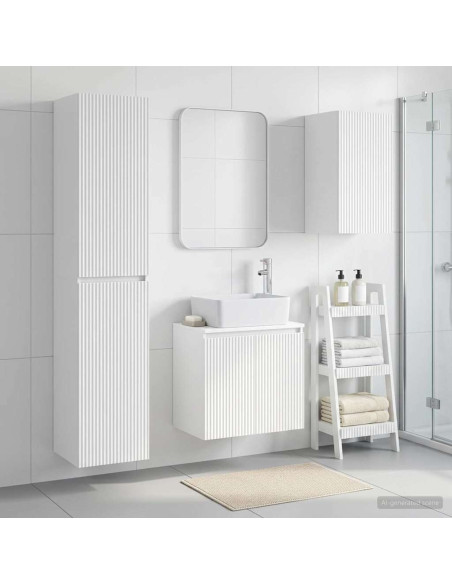 Set di mobili per il bagno 3 pz Bianco 33 x 34,5 x 160 cm