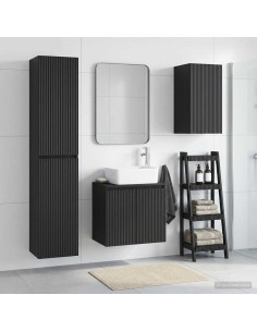 Set di mobili per il bagno 3 pz Nero 33 x 34,5 x 160 cm