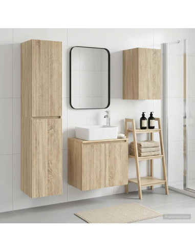 Set di mobili per il bagno 3 pz Rovere Sonoma