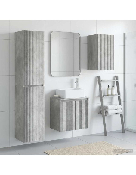 Set di mobili per il bagno 3 pz Grigio Cemento