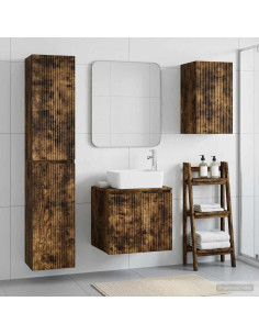 Set di mobili per il bagno 3 pz Rovere Fumo 33 x 34,5 x 160 cm