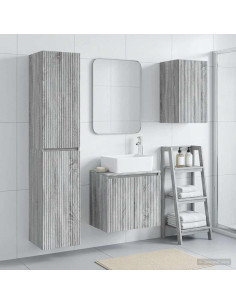 Set di mobili per il bagno 3 pz Sonoma grigio