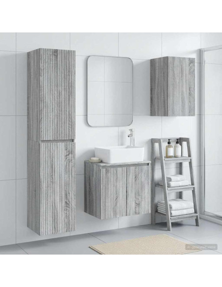Set di mobili per il bagno 3 pz Sonoma grigio