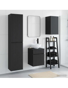Set di mobili per il bagno 3 pz Nero 33 x 34,5 x 160 cm
