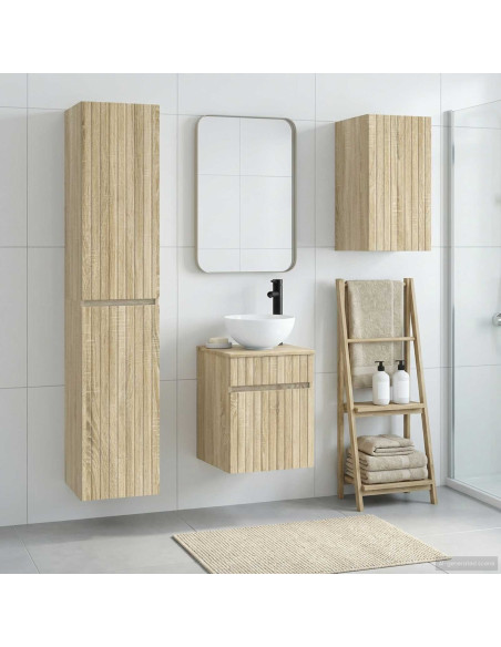 Set di mobili per il bagno 3 pz Rovere Sonoma