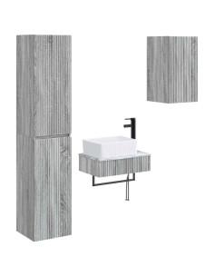 Set di mobili per il bagno 3 pz Sonoma grigio 2