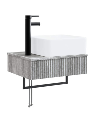 Set di mobili per il bagno 3 pz Sonoma grigio