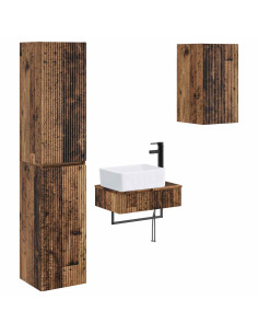 Set di mobili per il bagno 3 pz Legno antico 33 x 34,5 x 160 cm 2