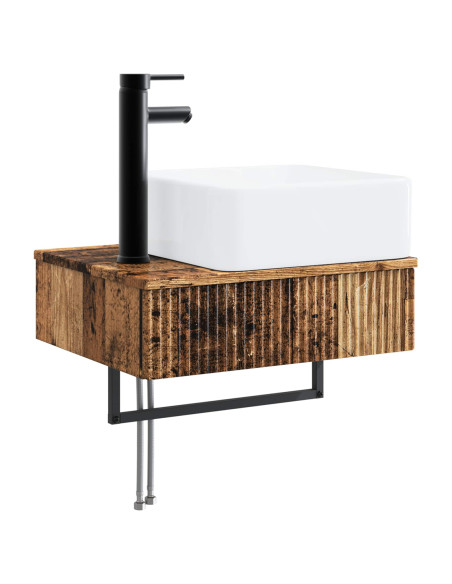 Set di mobili per il bagno 3 pz Legno antico 33 x 34,5 x 160 cm