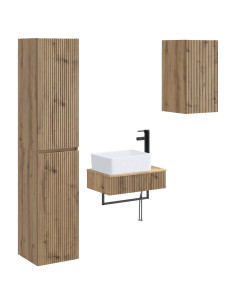 Set di mobili per il bagno 3 pz Rovere Artigianale 2