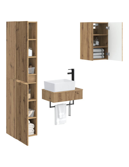 Set di mobili per il bagno 3 pz Rovere Artigianale