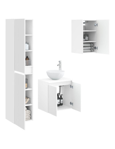 Set di mobili per il bagno 3 pz Bianco 33 x 34,5 x 160 cm