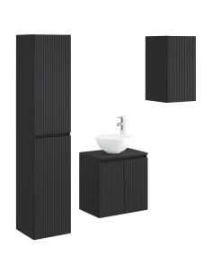 Set di mobili per il bagno 3 pz Nero 33 x 34,5 x 160 cm 2