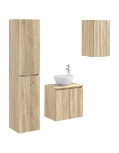 Set di mobili per il bagno 3 pz Rovere Sonoma 2