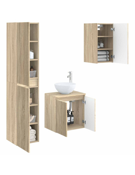 Set di mobili per il bagno 3 pz Rovere Sonoma