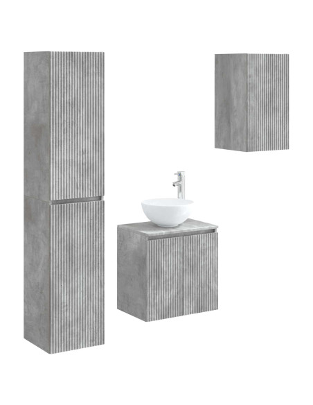 Set di mobili per il bagno 3 pz Grigio Cemento
