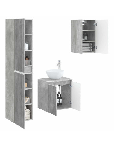 Set di mobili per il bagno 3 pz Grigio Cemento