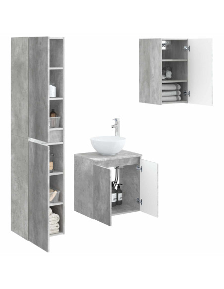 Set di mobili per il bagno 3 pz Grigio Cemento