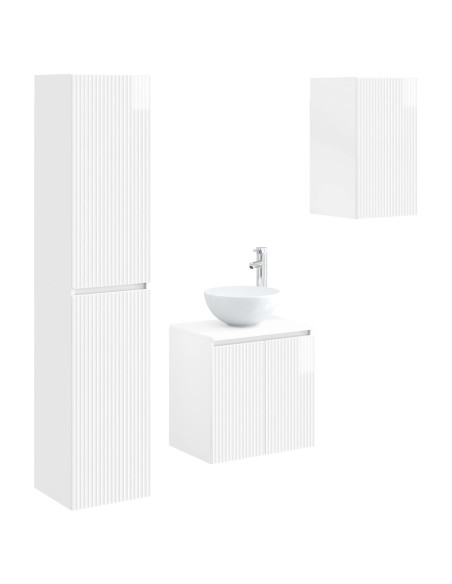 Set di mobili per il bagno 3 pz Bianco Lucido