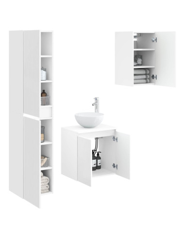 Set di mobili per il bagno 3 pz Bianco Lucido
