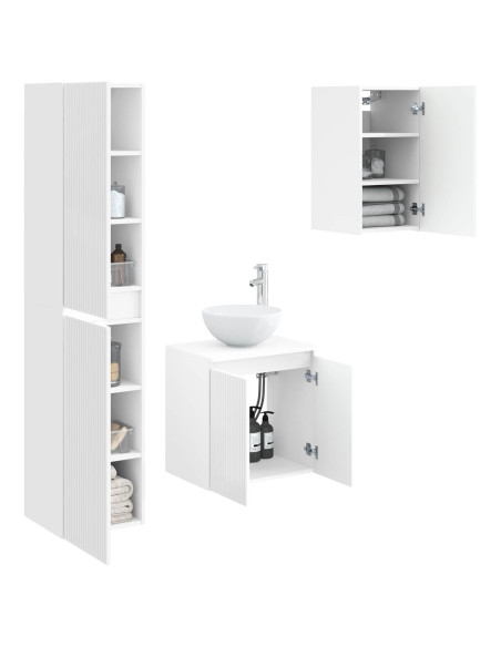 Set di mobili per il bagno 3 pz Bianco Lucido