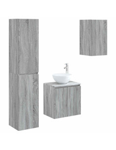Set di mobili per il bagno 3 pz Sonoma grigio 2