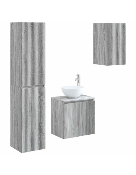 Set di mobili per il bagno 3 pz Sonoma grigio