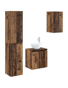 Set di mobili per il bagno 3 pz Legno antico 33 x 34,5 x 160 cm 2