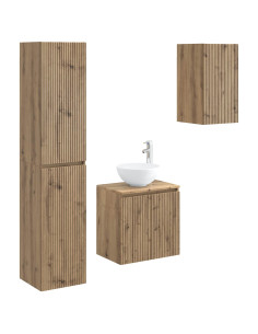 Set di mobili per il bagno 3 pz Rovere Artigianale 2