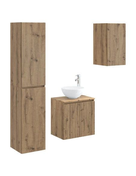 Set di mobili per il bagno 3 pz Rovere Artigianale