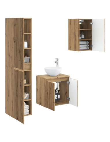 Set di mobili per il bagno 3 pz Rovere Artigianale