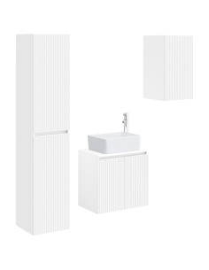 Set di mobili per il bagno 3 pz Bianco 33 x 34,5 x 160 cm 2
