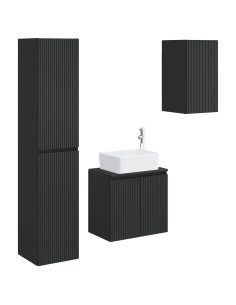 Set di mobili per il bagno 3 pz Nero 33 x 34,5 x 160 cm 2