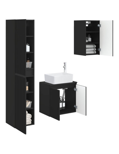 Set di mobili per il bagno 3 pz Nero 33 x 34,5 x 160 cm
