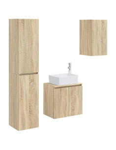 Set di mobili per il bagno 3 pz Rovere Sonoma 2