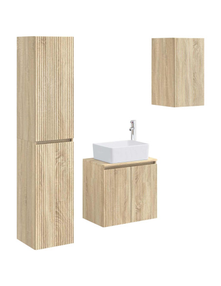 Set di mobili per il bagno 3 pz Rovere Sonoma