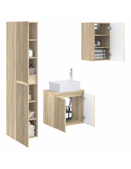 Set di mobili per il bagno 3 pz Rovere Sonoma
