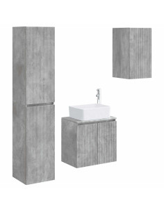Set di mobili per il bagno 3 pz Grigio Cemento 2