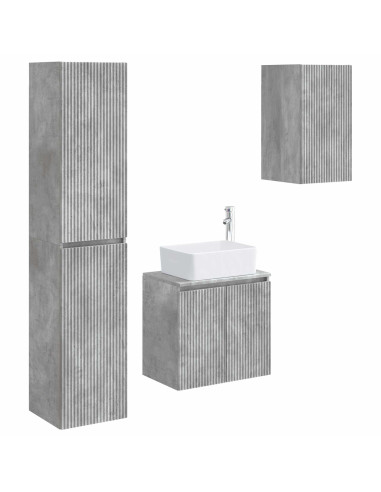 Set di mobili per il bagno 3 pz Grigio Cemento