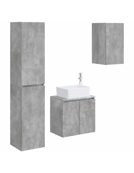 Set di mobili per il bagno 3 pz Grigio Cemento