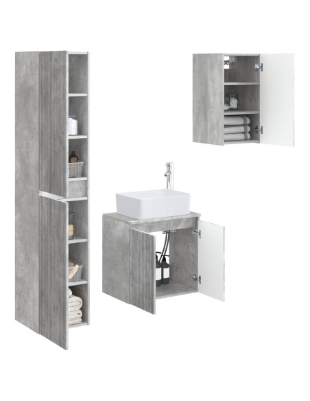 Set di mobili per il bagno 3 pz Grigio Cemento