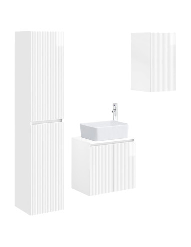 Set di mobili per il bagno 3 pz Bianco Lucido
