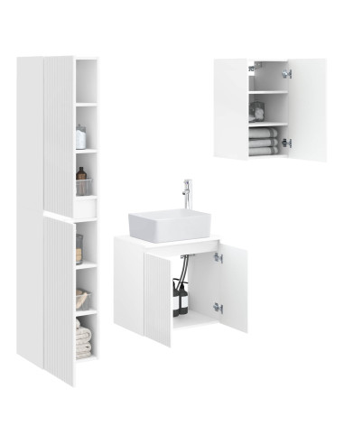 Set di mobili per il bagno 3 pz Bianco Lucido