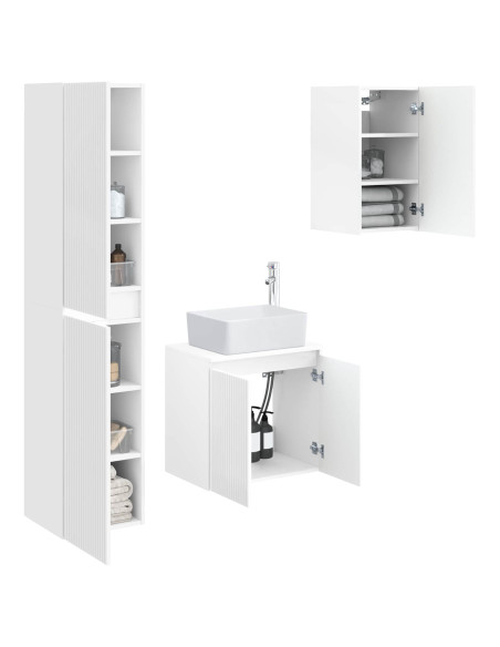 Set di mobili per il bagno 3 pz Bianco Lucido