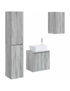 Set di mobili per il bagno 3 pz Sonoma grigio 2